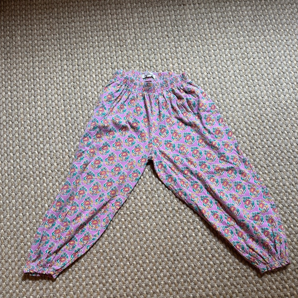 Boden Girls Pink Sunflower Geo Printed Wide Leg Pants - size 10